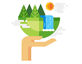 卡通绿色家园保护元素