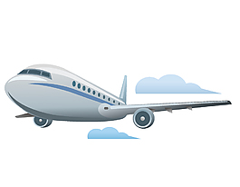 卡通蓝天高空飞机元素