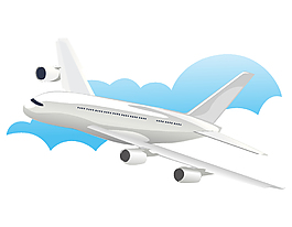 卡通白色飞机矢量元素