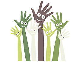 卡通有眼睛的手掌矢量元素