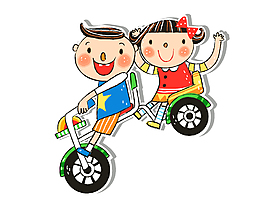 卡通可爱儿童单车元素