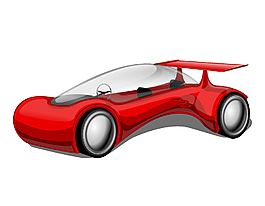 卡通红色跑车模型矢量元素