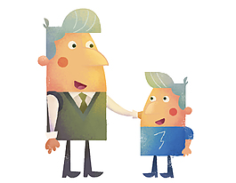 卡通扁平父亲节爸爸儿子矢量元素