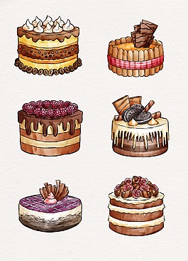 水彩设计食物蛋糕