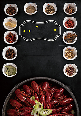 简约黑色底纹麻辣小龙虾广告背景