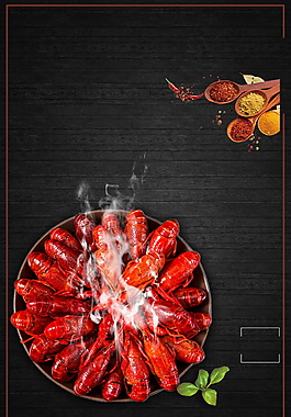 鲜香麻辣海鲜小龙虾广告背景