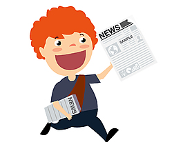 矢量卡通微笑发传单男孩