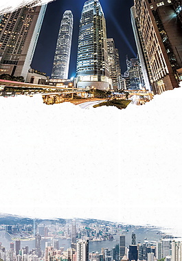 仰视香港高楼旅游背景素材