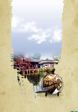 江南水乡苏州印象景区风景广告背景素材
