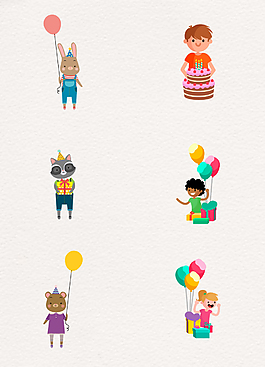 卡通生日派对矢量素材
