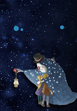 星空巫婆和孩子晚安背景素材