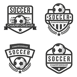4款黑白足球标签元素设计