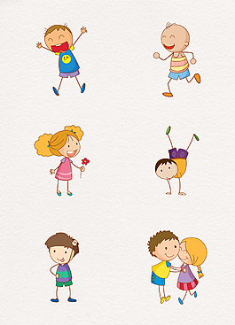 卡通开心的火柴人插画素材