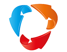 矢量手绘彩色循环箭头