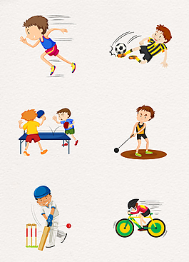 卡通参加体育运动的儿童矢量图