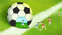 卡通人物踢球世界杯广告背景素材