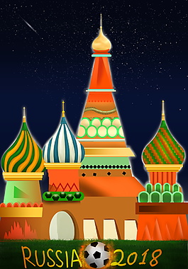 卡通星空下的豪华城堡足球广告背景素材