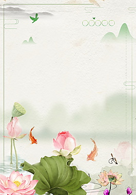 彩绘小暑节气荷塘海报背景素材