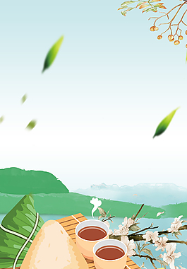 手绘端午节插画促销海报背景