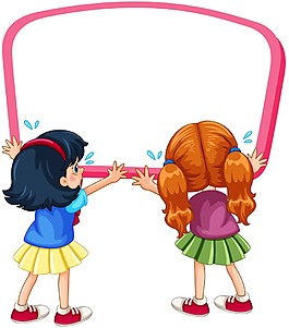 乖巧女孩整理黑板装饰元素