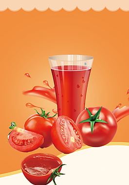 夏季鲜榨营养番茄果汁背景素材