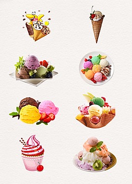 夏日彩色冰淇淋装饰