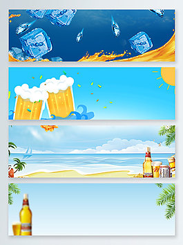 海边啤酒冷饮海南风光夏季banner背景