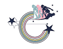 卡通彩色线条奔跑元素