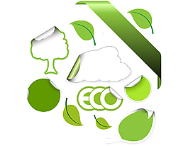 绿色树木树叶贴纸矢量图