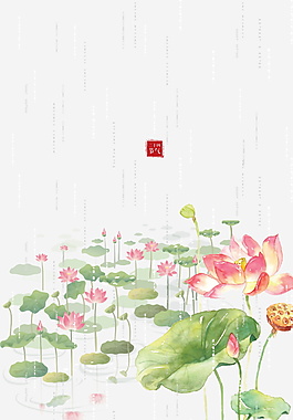 雨季荷花满塘夏至背景素材