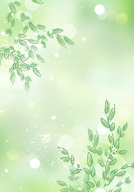 手绘青影绿叶夏至背景素材
