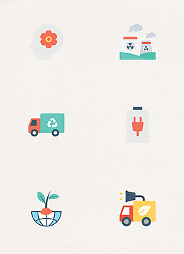 自然能源科技扁平图标元素