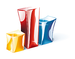 彩色透明长方体矢量图