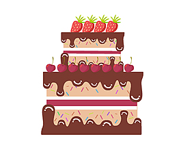 卡通草莓蛋糕巧克力元素