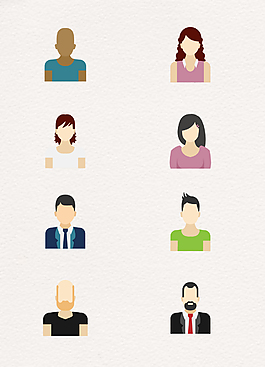 简约8款扁平无表情人物头像