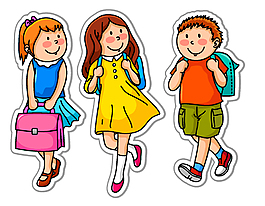 卡通背书包小学生女孩跳跃儿童开心背书包开学季上学插背书包放学的小