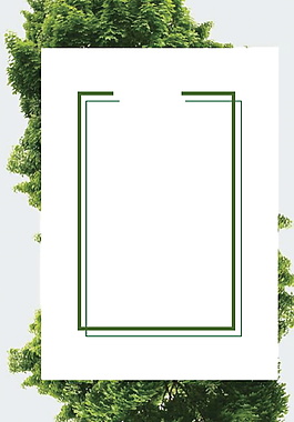 剪影绿树底纹绿线边框夏季促销广告背景素材