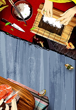 日式寿司海鲜吃货节广告背景素材