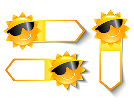 卡通太阳标签留言矢量图