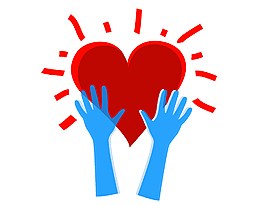 卡通双手爱心元素