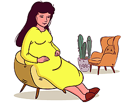 安静坐在沙发上的怀孕妈妈