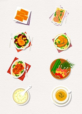 中式设计卡通食物