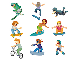 卡通儿童滑板运动元素