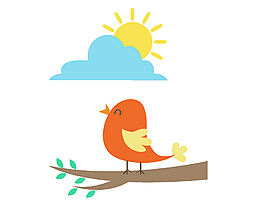 太阳和小鸟的简笔画图片