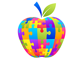 创意彩色拼图苹果