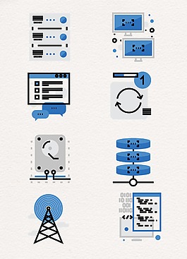 蓝色线条办公图案设计