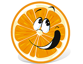 扁平化卡通微笑的橙子切片