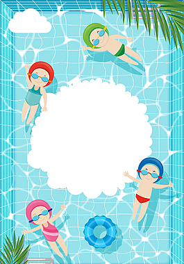 清凉夏天婴儿游泳馆海报背景