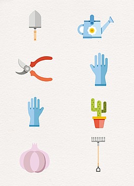 彩色卡通农业工具