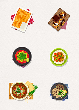 6款精美食物俯视图矢量图